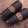 Assassins Guild Dark Leather Bracers Light Armor Brown Arm Cuffs Pair