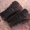 Assassins Guild Dark Leather Bracers Light Armor Brown Arm Cuffs Pair