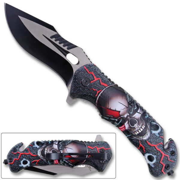 3D Printed Spring Assisted Skull Pocket Knife