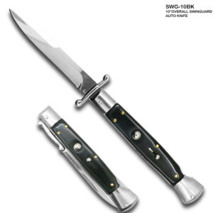 Double Edge OTF Knife With Tactical Rainbow Blade Candy Sprinkles Red Handle