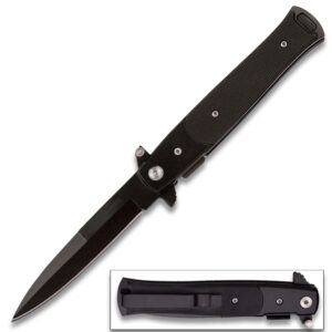 Assisted-Opening Tactical Folding Knife with Wood Handle - Silver & Black