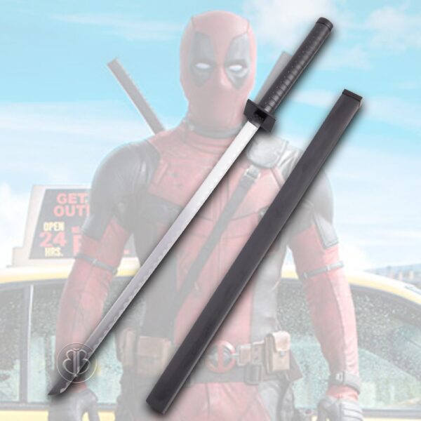 Deadpool Dual Two Ninja Swords with Wood Saya's & X-Harness Back Carry Rig