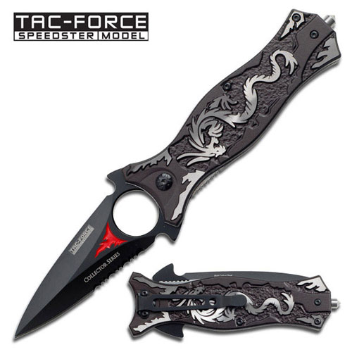 Spring Assist - 'Legal Automatic' Knife - Dragon Dagger Grey