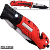8in TAC Force Firefighter Rescue Flashlight Pocket Knife Spring Assisted Folding Red