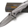 TAC-FORCE Titanium GRAY Straight Assisted Folding DROP POINT Knife New! TF-846