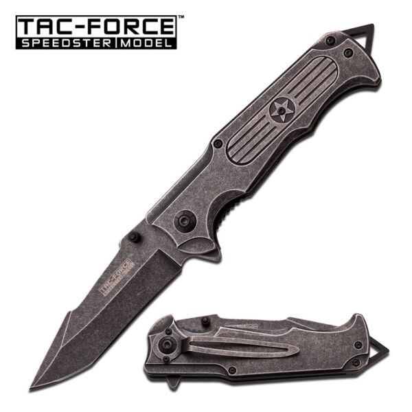 SPRING ASSIST FOLDING POCKET KNIFE Tac Force Military Stone EDC Tactical TF882SW