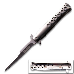 Tactical D-2 Steel CNC Tan Alum Handle Auto Knife with Safety Lock