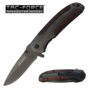 Tac Force TF-889 Linerlock A/O Folding Knife Drop Blade Steel Handle Wood Scales