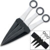9in Ninja Set of 3 White Throwing Knives