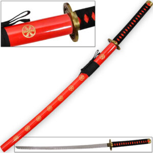 Hachiman Katana of War Japanese Frostbite Sword Tosho Red & Black