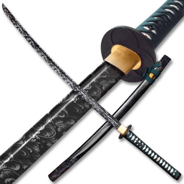 MOSHIRO 1045 Carbon Steel  Katana with Black & Green Scabbard