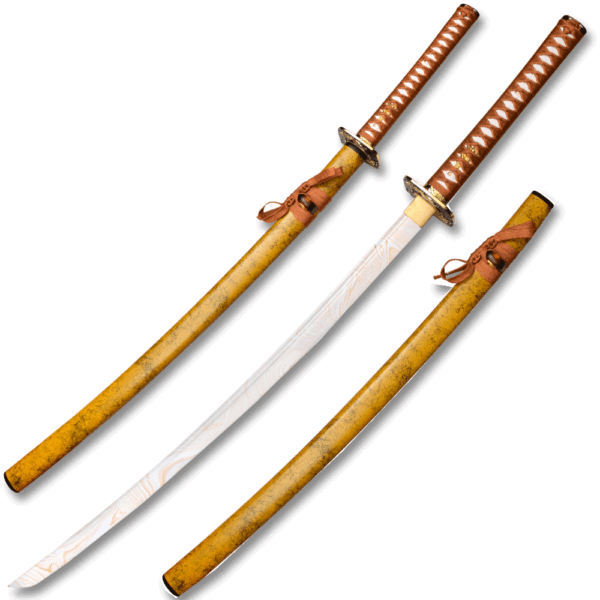 MOSHIRO 1045 Carbon Steel Golden Edition Katana with White Gold Scabbard