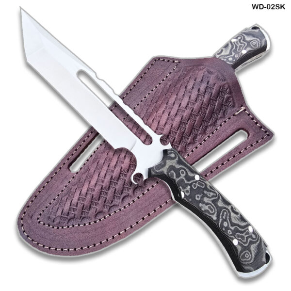 Trailfire Tactical Survival Fixed Blade Knife D2 Steel Micarta Wood Handle