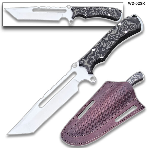 Trailfire Tactical Survival Fixed Blade Knife D2 Steel Micarta Wood Handle