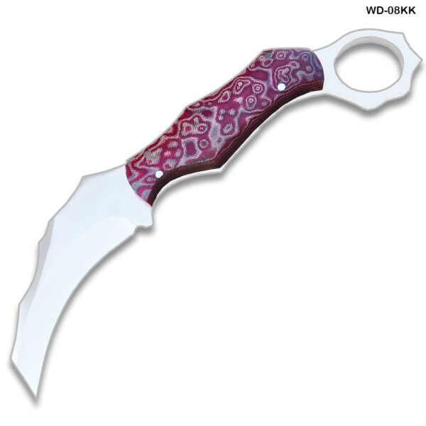 Karambit 9" Full Tang Knife D2 Steel Micarta Blue & Tan Wood Handle