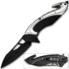 White Deer Tactical Knife With Glass Breaker silver and Black