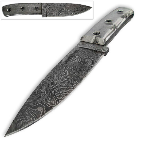 White Deer Tactical Polycarbonate Damascus Fixed Blade Knife FULL PATTERN TANG Clear Grips