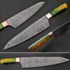 Pacific Rim Santoku Forged Chef Knife Resin Grips Damascus 1095 HC Steel by White Deer