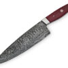 White Deer Damascus Steel Santoku Japanese Chef Knife Red Micarta Handle