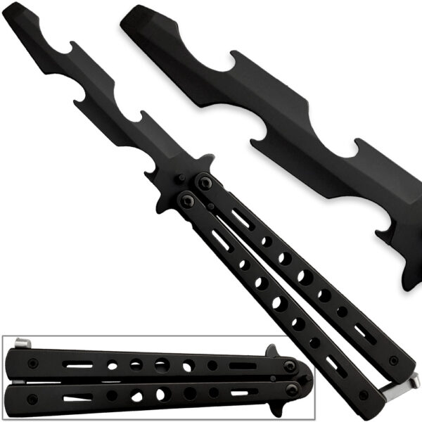 Bottle Popping Balisong Training BLACK Butterfly Bottle Opener Knife Style Metal